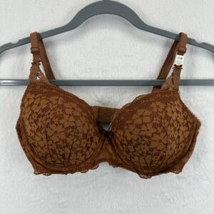 Victoria's Secret PINK‎ 34D Lightly Lined Balconette Bra Brown Lace New
